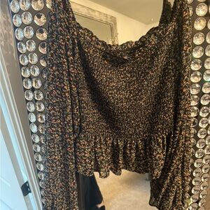 Floral Smocked Top with Ruffle Hem